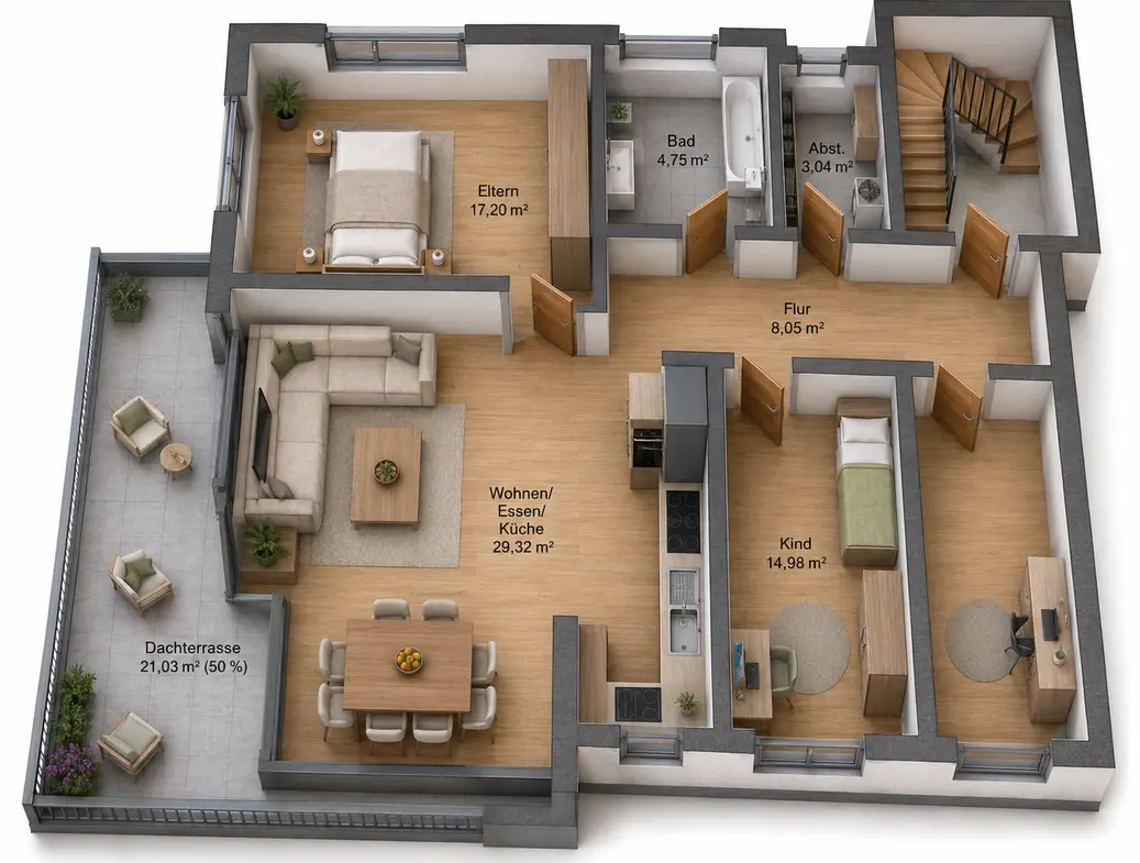 Luxuriöse Penthouse-Wohnung mit großer Terrasse & exklusivem Wohnkomfort